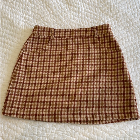 Lulus Dresses & Skirts - NEW Lulus Sycamore Brown Plaid Mini Skirt High Waisted Micro Mini Womens Small